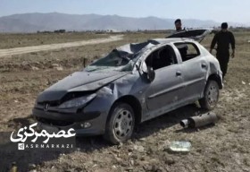 فوت راننده ۲۰۶ بر اثر واژگونی در کنارگذر مقابل روستای موت‌آباد اراک